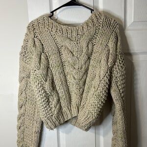 Free People Cream Cable Knit Sweater